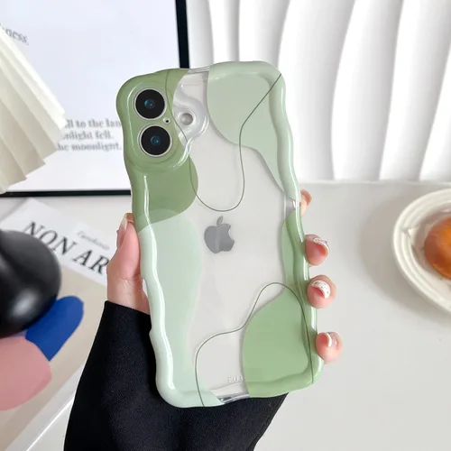 Vista 49 de DEFBSC Funda para iPhone 15 con bonito diseño ondulado, color negro