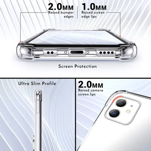 Vista 4 de Silverback Funda transparente diseñada para iPhone 12 Mini con soporte de anillo, TPU suave que absorbe los golpes, a prueba de golpes, para Apple