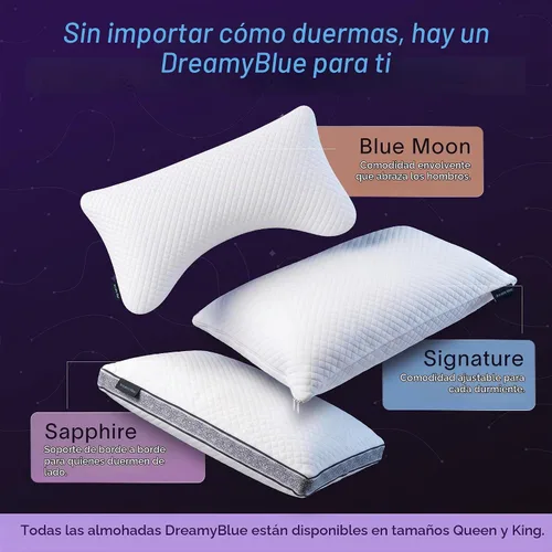 Vista 6 de DreamyBlue Almohada Signature con Loft Ajustable • Relleno de Espuma Viscoelástica Triturada • Alineación Neutra para Personas que Duermen de Lado