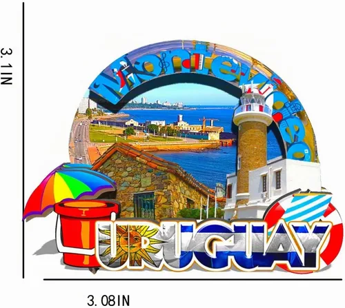 Vista 3 de Uruguay Uruguay imán de nevera de madera 3D monumentos de viaje coleccionables recuerdos decoración hecha a mano -585