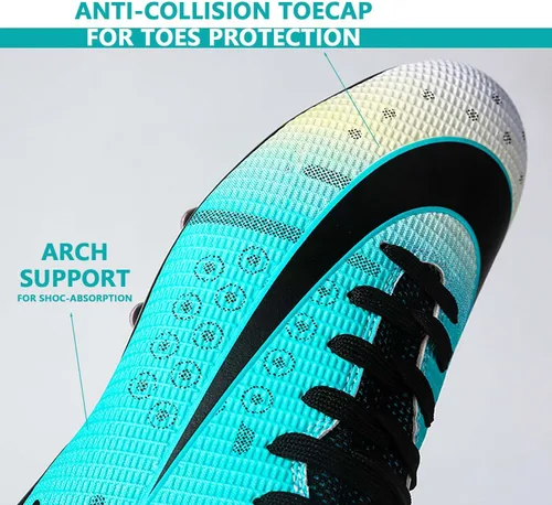 Vista 2 de HESBITEUL Zapatos de fútbol cómodos para hombre, para exteriores, interiores, para niños, para estudiantes de fútbol, zapatos deportivos de alta