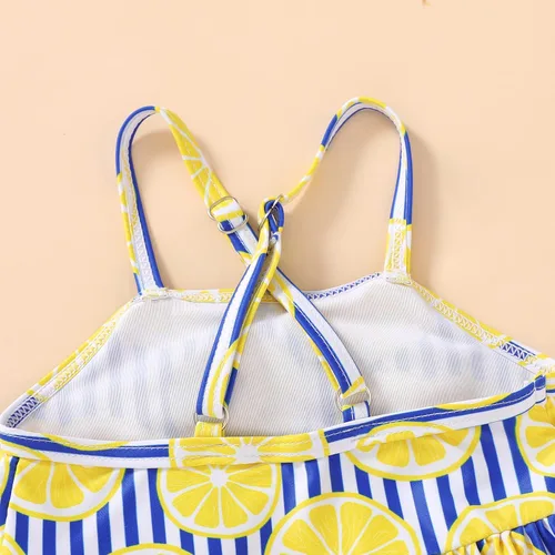 Vista 5 de Bebé Niña Sandía Traje De Baño Dinosaurio Limón Sin Espalda Traje De Baño Infantil Halter