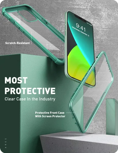 Vista 3 de i-Blason Ares - Funda para iPhone 12, iPhone 12 Pro de 6.1 pulgadas (versión 2020), funda transparente resistente de doble capa con protector
