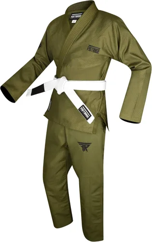 Vista 2 de FISTRAGE Jiu Jitsu Gi Patch BJJ brasileño para hombres y mujeres MMA Uniforme con cinturón