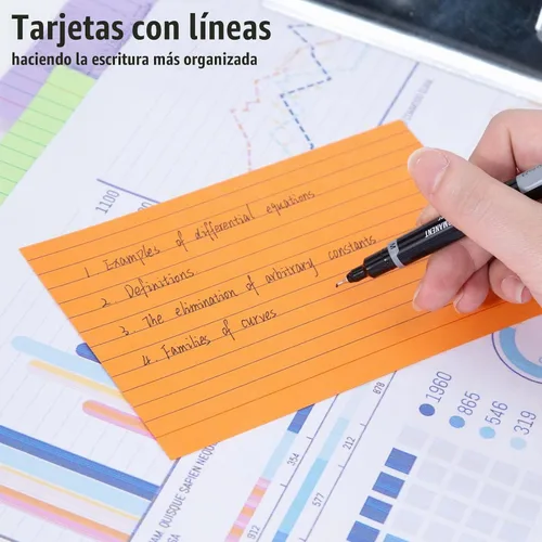 Vista 4 de Koogel - Tarjetas de índice de 4x6 pulgadas, 180 unidades, tarjetas flash grandes de colores para estudiar, tarjetas de notas pesadas para tomar