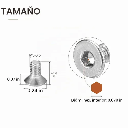 Vista 2 de DTGN Tornillos de cabeza plana con tuerca de vaso hexagonal M3-0.5 x 6 mm, paquete de 100, tornillos de cabeza plana con tuerca hexagonal de acero