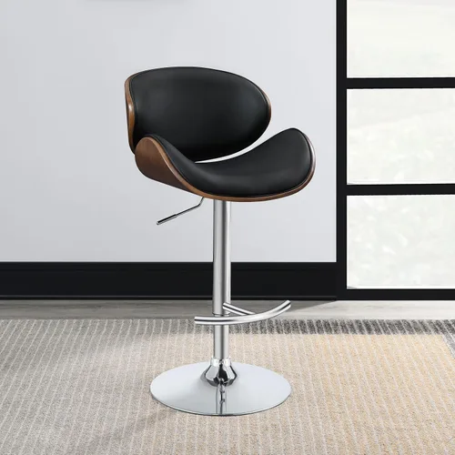 Vista 2 de Coaster Home Furnishings Taburete de bar ajustable negro y nogal 20.75 pulgadas de profundidad x 20.25 pulgadas de ancho x 37.5 pulgadas de alto