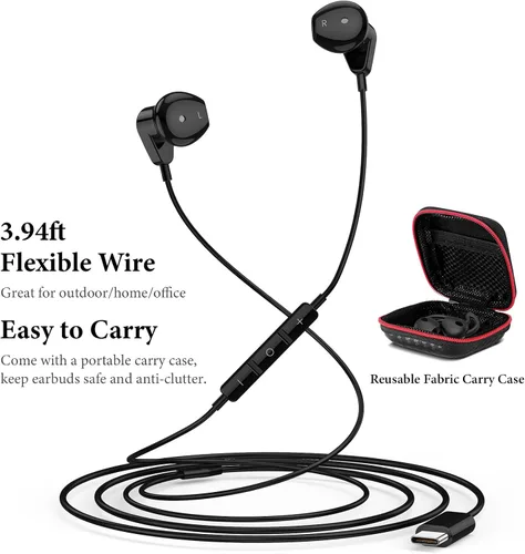 Vista 6 de APETOO Auriculares USB C para iPhone Air 17 16 Pro Max 15 Plus iPad, Samsung S25/S24/S23/S22/S21 HiFi Stereo USB-C Auriculares con cable
