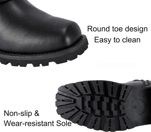 Vista 5 de Botas de motocicleta para hombre, impermeables, de piel sintética, botas de media pantorrilla para hombres