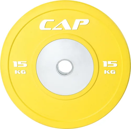 Vista 6 de CAP Barbell - Disco de goma de competición olímpica, con centro de acero (individual), compatible con barras de 5.08 cm.