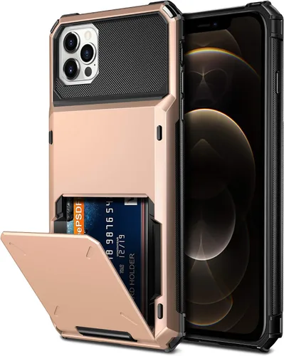 Vista 27 de Vofolen Funda compatible con iPhone 12, cartera 5G, 4 ranuras para tarjetas, tarjetero con bolsillo oculto, doble capa, cubierta trasera protectora