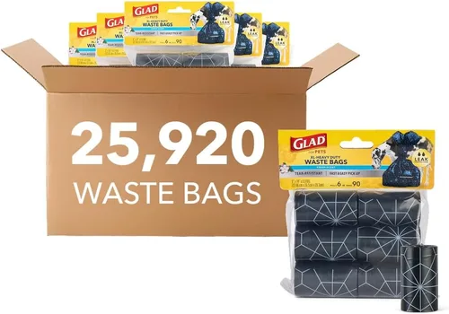 Vista 16 de Bolsas perfumadas para residuos de Glad para mascotas, bolsas de recogida de caca de mascotas resistentes a roturas con protección contra fugas