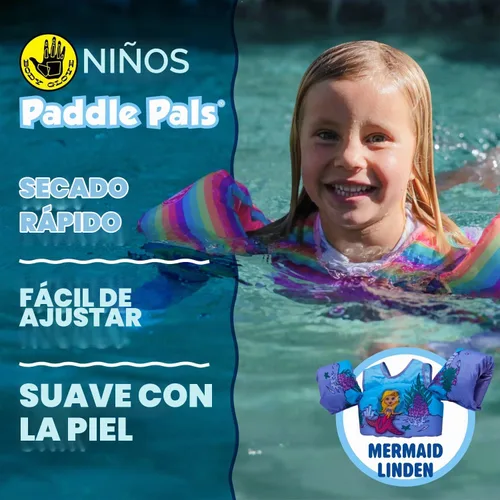 Vista 6 de Body Glove Paddle Pals - Chaleco salvavidas para aprender a nadar, 33-55 libras, tambor de pulpo 3D sirena tilo