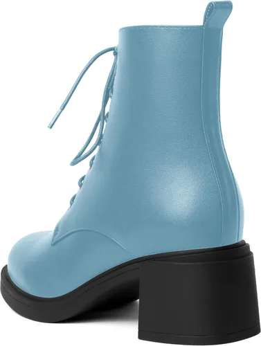 Vista 139 de ROSERWISH Botas altas de tacón bajo y grueso para mujer, con cordones, cómodas, modernas, con puntera redonda, de 2.5 pulgadas