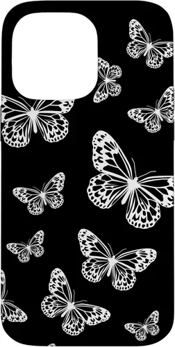 Vista 21 de Cute White Butterflies Black Background Case for iPhone 17