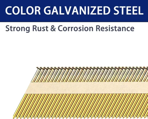 Vista 6 de HW HAMWOO 34° Framing Nails,Smooth Shank,2-1/2",1000Pcs Galvanized Nails,Paper Tape Strip Nails