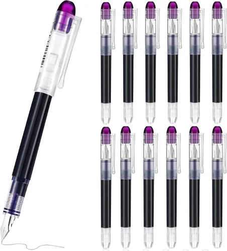 Vista 8 de Sabary 12 bolígrafos estilográficos desechables, de punta fina, bolígrafos estilográficos para caligrafía, bolígrafos de tinta, suministros