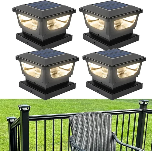 Vista 12 de Luces solares para postes de metal de 3 x 3 pulgadas, vinilo y madera de 4 Armazón negra
