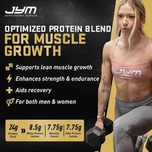 Vista 4 de JYM Supplement Science Pro JYM Proteína en Polvo Sabor Galleta de Chocolate Crujiente - Aislados de Proteína de Suero, Caseína y Proteína de Leche