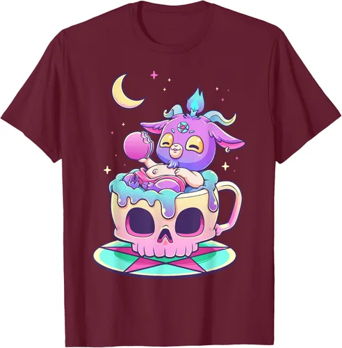 Vista 12 de Kawaii Pastel Goth Cute espeluznante Pentáculo Baphomet - Camiseta de cabra, Negro