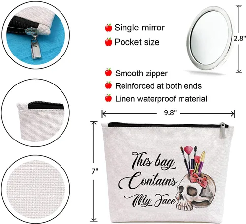 Vista 2 de GevGuxLuo A girl loves Makeup Bag, Beige, Contiene mi cara