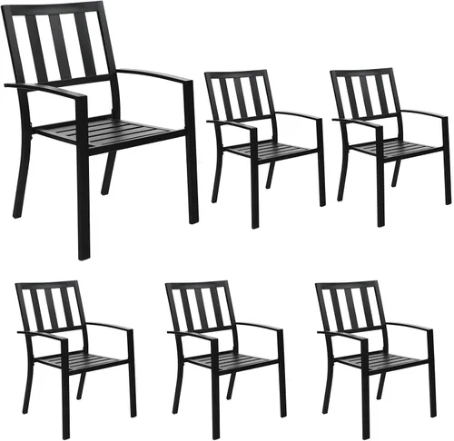 Vista 17 de MFSTUDIO Juego de 4 sillas de comedor apilables para patio, hierro forjado Patrón de red