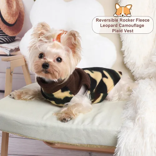 Vista 7 de Suéteres para Perros Pequeños Macho Hembra, Suéter a Cuadros para Cachorros Chaleco de Ropa de Perro de Forro Polar, Suéter Elástico XSmall