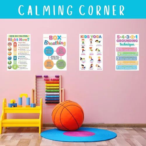 Vista 4 de Taller de DeeDee 4 Pósteres del Termómetro de Sentimientos para Niños