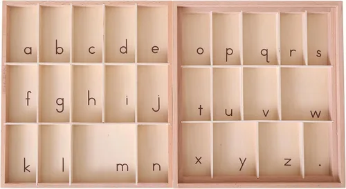Vista 9 de MONTESSORI OUTLET Caja pequeña del alfabeto móvil (letras minúsculas) - Solo caja, no contiene letras
