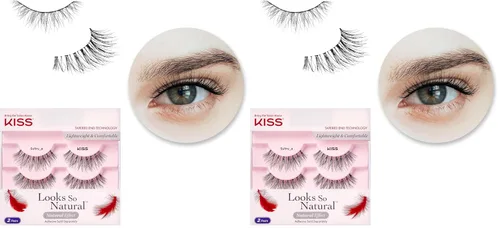 Vista 16 de KISS Looks So Natural - Pestañas postizas, ligeras y cómodas, tecnología de extremo ahusado, reutilizables, libres de crueldad, compatibles