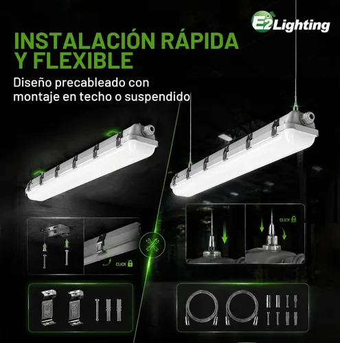 Vista 6 de E2 LIGHTING Luz LED con sensor de movimiento hermético de 4 pies, 50 W, 5000 K, regulable, impermeable, lámpara de tienda, IP65 LED a prueba