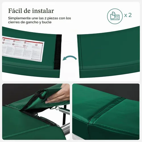 Vista 8 de SONGMICS Replacement Trampoline Safety Pad Mat, 10ft 12ft 14ft 15ft Standard Size, Spring Cover, UV-Resistant, Tear-Resistant, Edge Protection Verde
