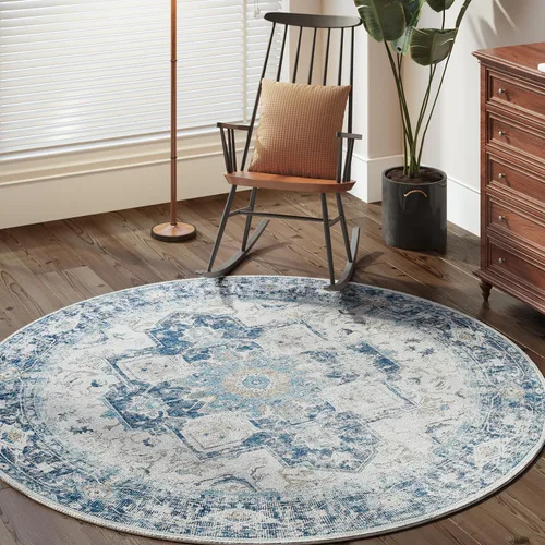 Vista 57 de jinchan Alfombra de Área 2x3 pies Alfombra Vintage de Entrada Lavable Bohemia Tapete Interior para Puerta Medallón Floral Tapete Pequeño para Puerta