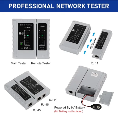 Vista 7 de Kit de herramientas de crimpado RJ45 para conectores modulares Cat5e Cat6 Cat6a 8P8C, herramienta de crimpado Ethernet todo en uno y probador