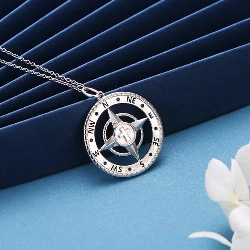 Vista 15 de Alphm Collar con colgante vikingo de plata esterlina S925 para hombres y mujeres, joyería de viaje para graduación, amistad, talismán, joyería