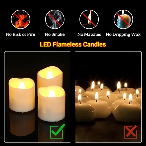 Vista 2 de Velas LED recargables con control remoto, 6 velas LED parpadeantes sin llama, velas de batería parpadeantes para decoración de Halloween, Navidad