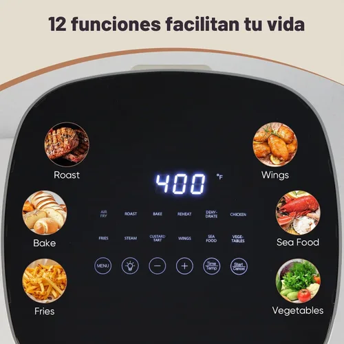 Vista 3 de OLIXIS - Freidora de aire de 6 cuartos de galón con freidora de aire cuadrada 12 en 1, asar, recalentar, deshidratar, hornear, hornear, papas Rosa