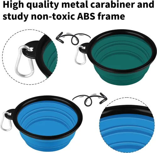 Vista 26 de COOYOO Cuenco plegable para perros, paquete de 2 cuencos plegables para agua para perros y gatos, plato portátil para alimentación de mascotas
