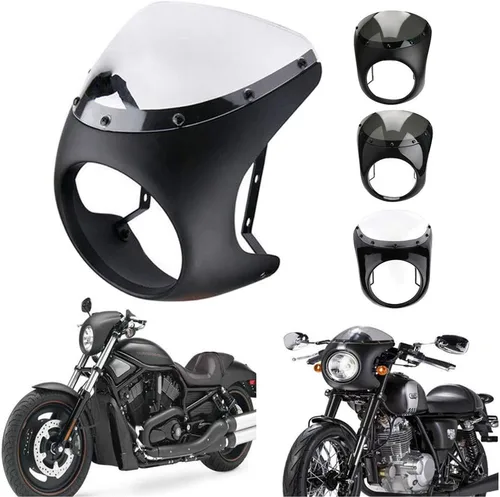Vista 5 de Parabrisas de carenado retro para motocicleta de 7 pulgadas para Harley Touring Cafe Racer Old School Bobber Touring Dirt Bike