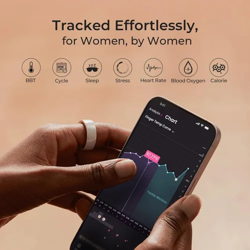 Vista 5 de Anillo inteligente femometer Gen2 de cerámica Monitoreo del sueño, frecuencia cardíaca y ciclo con suscripción gratuita Rastreador de salud