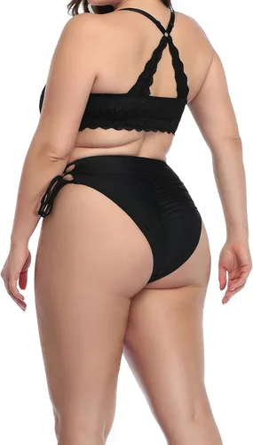 Vista 5 de Bragas de bikini de talle alto para mujer, estilo retro, corte alto, con cordones