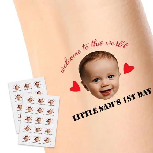 Vista 19 de Calcomanías de tatuajes temporales personalizadas, personaliza el tatuaje con nombre y foto de tu amor para fiestas de cumpleaños, Halloween