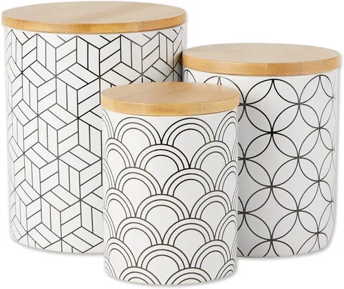 Vista 12 de DII - Juego de recipientes de cerámica para cocina, colección de azulejos florales, 3 piezas