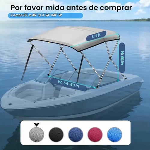 Vista 2 de KAKIT 3 4 Toldos Bimini con paredes laterales de malla, postes de soporte para barcos de grado marino, lona superior incluida, 2 correas, bota