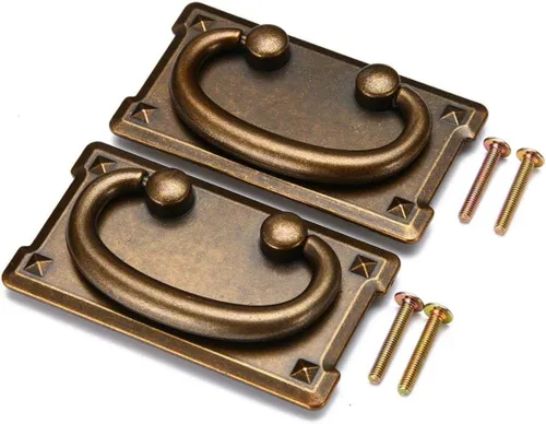 Vista 7 de 2 manijas vintage de bronce antiguo para cajón, perillas para armario, puerta, muebles, cajones, accesorios de misión de mano de bronce (negro)