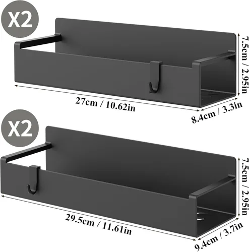 Vista 8 de HuggieGems Paquete de 4 organizadores magnéticos para especias para refrigerador y horno, organizadores negros para nevera y almacenamiento