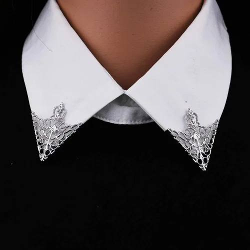 Vista 2 de MXUHUI Retro Hollow Patrón y Ángulo Triángulo Collar Pines Broche Clip Pin Broches Camisa Collar Decoración Piezas