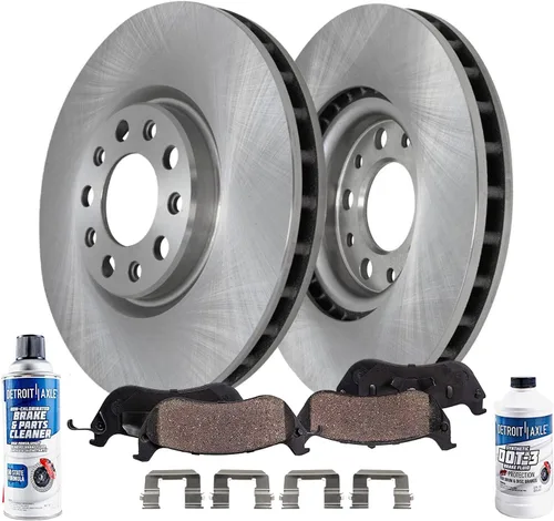 Vista 19 de Detroit Axle - Juego de 6 piezas de rotores de disco de freno delantero + pastillas de freno cerámicas de repuesto para Land Rover LR3 Range Rover