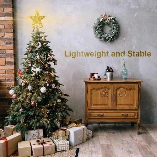 Vista 5 de YAUNGEL Estrella para la Copa del Árbol de Navidad, Estrella para la Copa del Árbol con 40 LED y Control Remoto Operado por Batería Luces Cálidas