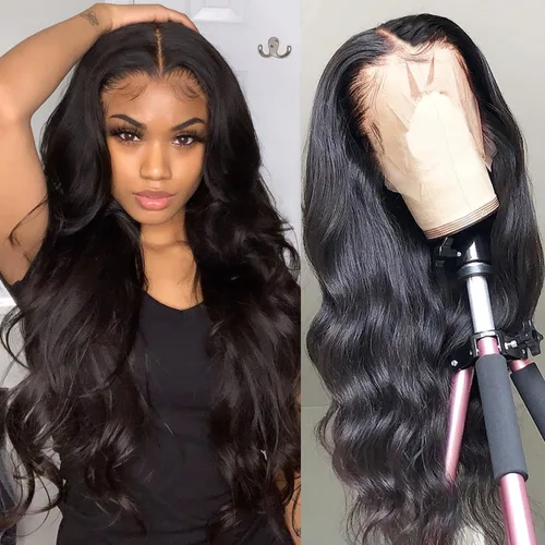 Vista 39 de Pelucas de encaje frontal de 13x4 Highlight Ombre de cabello humano ondulado 4/27 color rubio miel 9A sin pegamento HD encaje frontal transparente